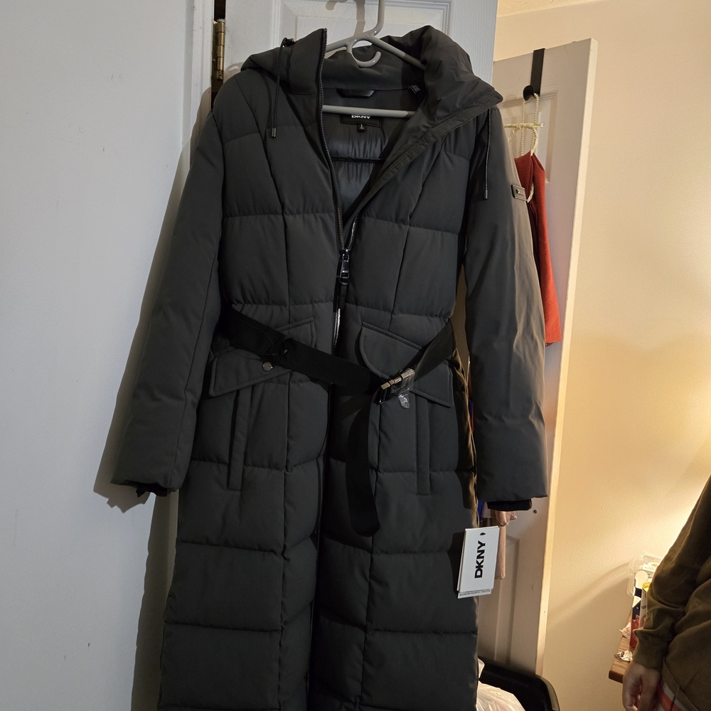 DKNY Women's Gray Puffer Coat